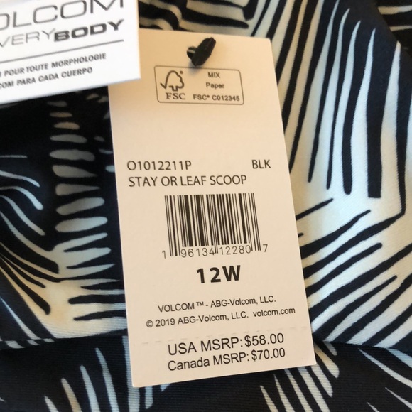 Volcom 12W Top Bikini Plus Stay or Leaf Scoop in Black for Every Body NWT - Picture 9 of 9